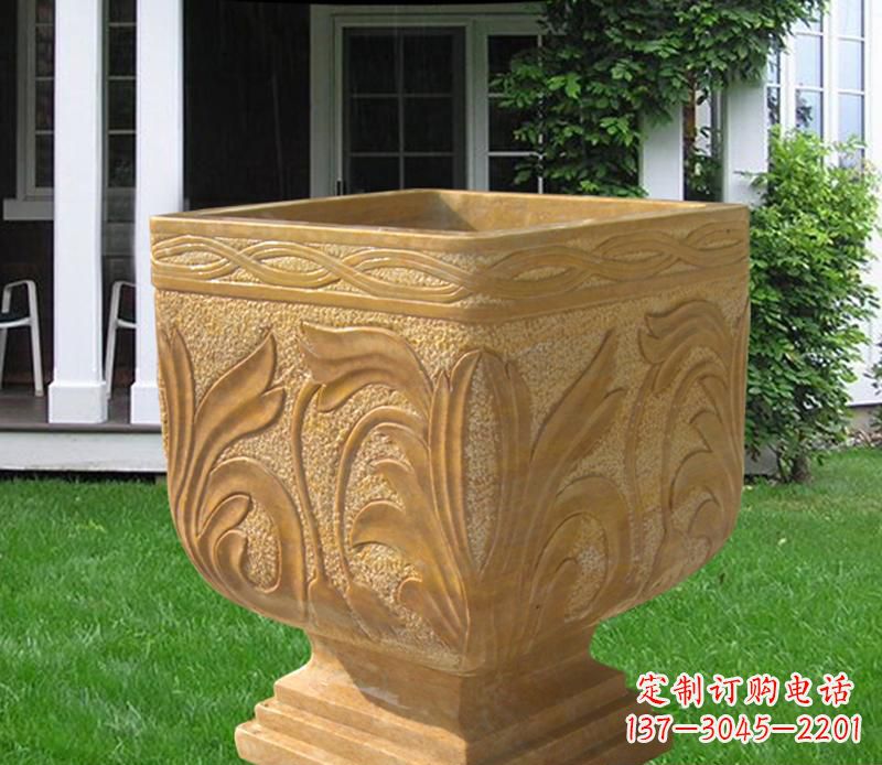 嘉兴晚霞红雕刻景观花盆雕塑