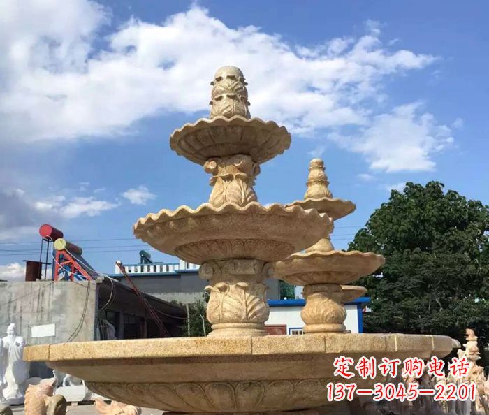嘉兴晚霞红多层喷泉石雕