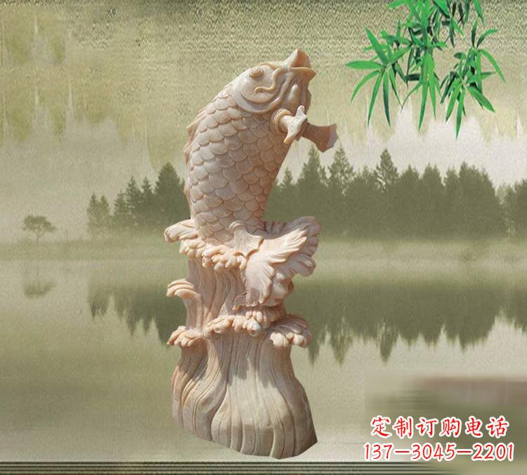 嘉兴晚霞红鲤鱼石雕