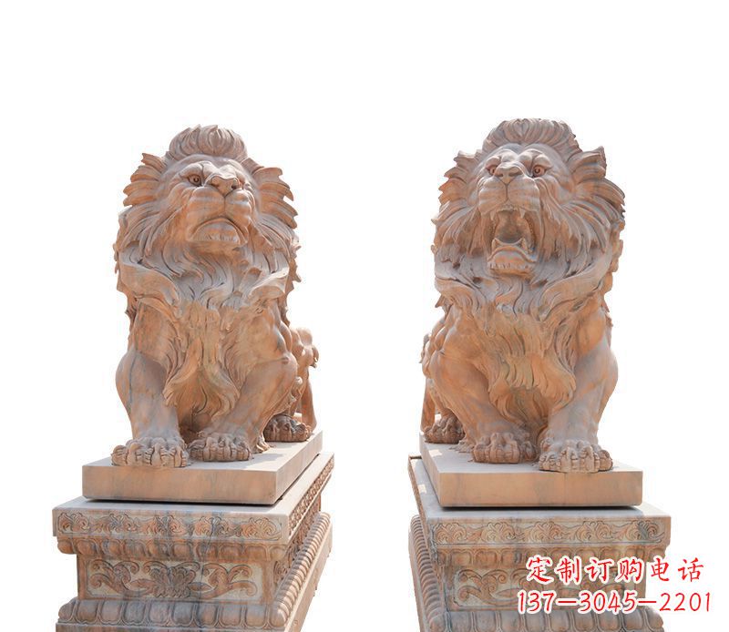 嘉兴晚霞红欧式狮子雕塑