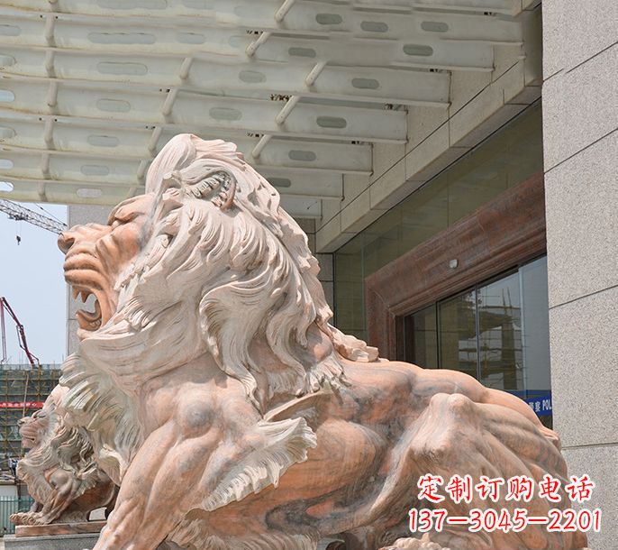 嘉兴晚霞红欧式狮子石雕 (3)