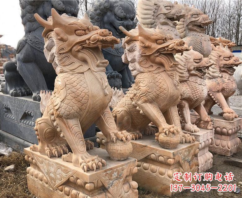 嘉兴晚霞红麒麟石雕 (2)