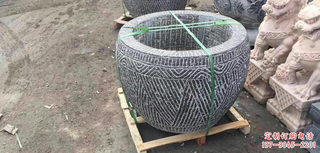 嘉兴纹理石浮雕水缸
