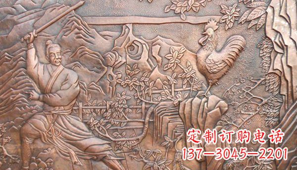 嘉兴闻鸡起舞黄铜壁画铜浮雕