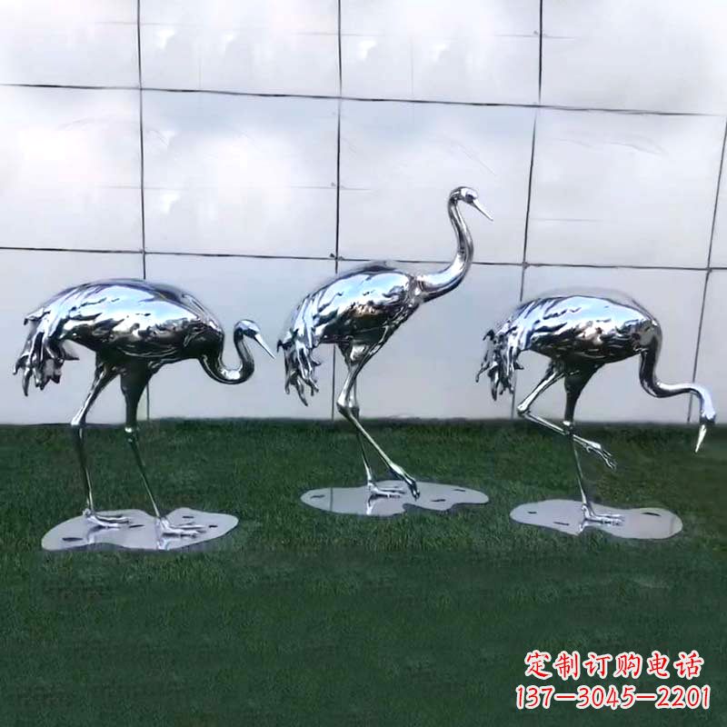 嘉兴仙鹤镜面不锈钢雕塑