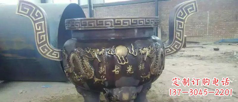 嘉兴祥光古刹寺庙香炉铜雕