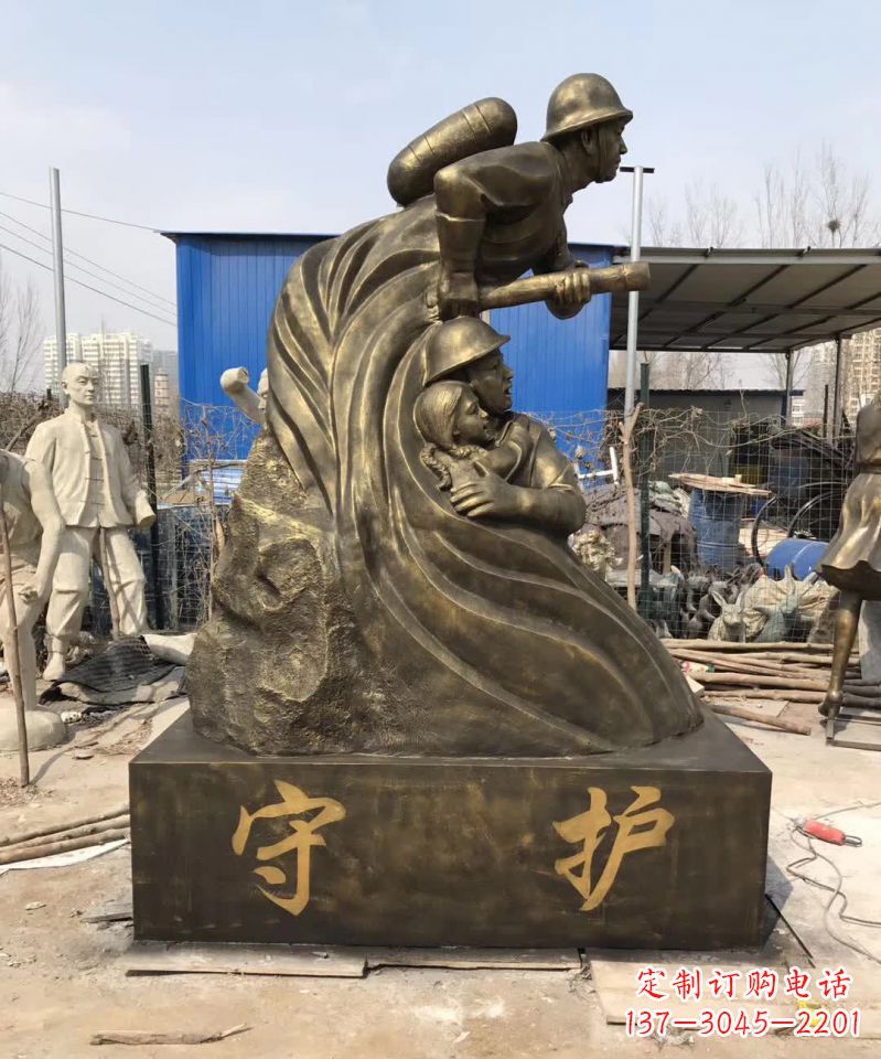嘉兴消防员铜雕112