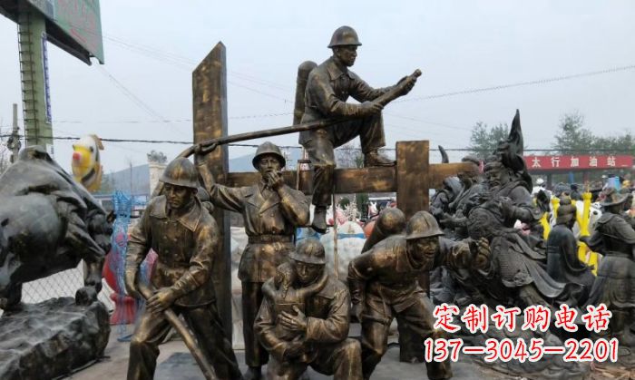 嘉兴消防战士人物铜雕
