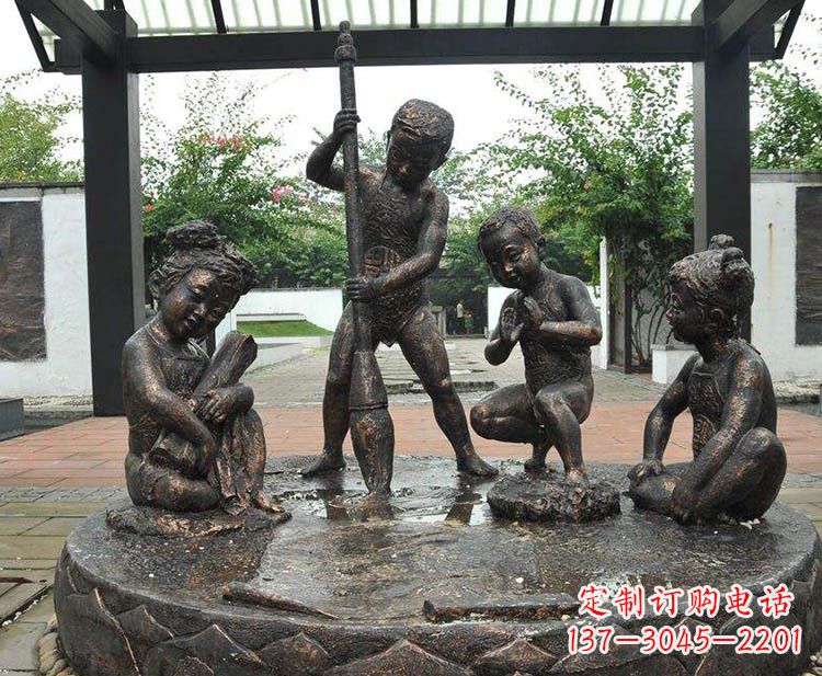 嘉兴小孩写大字铜雕小品