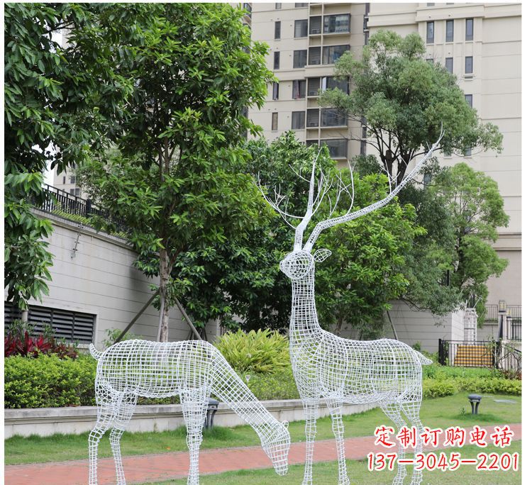 嘉兴小区不锈钢镂空梅花鹿鹿雕塑