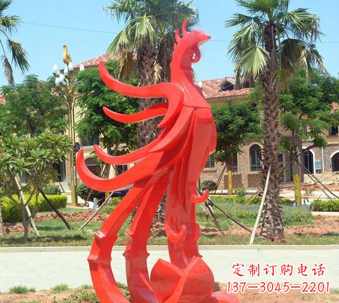 嘉兴小区抽象不锈钢凤凰雕塑