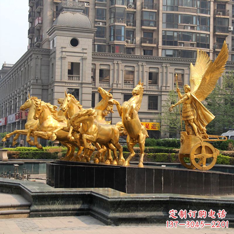 嘉兴小区大门阿波罗战车鎏金景观铜雕