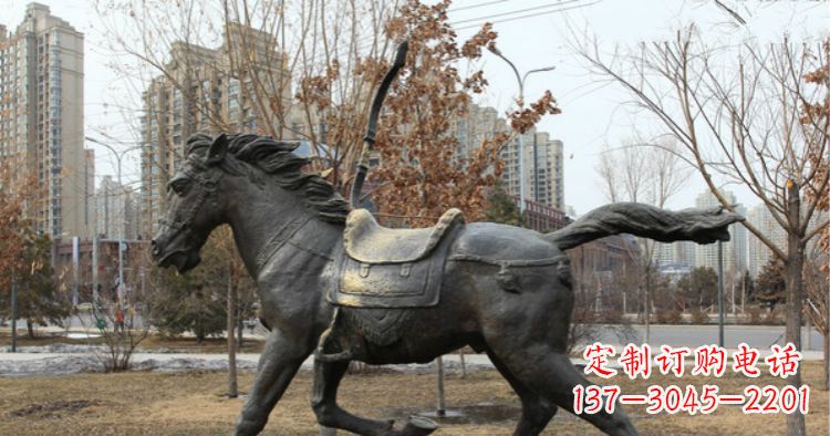 嘉兴小区动物奔跑的马铜雕