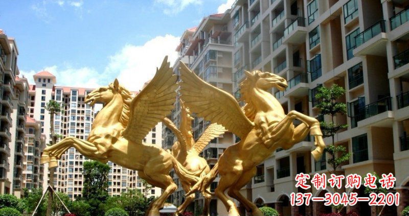 嘉兴小区飞马动物铜雕