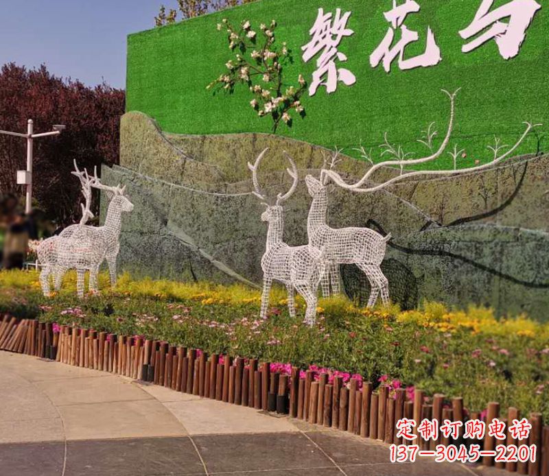 嘉兴小区景观不锈钢梅花鹿