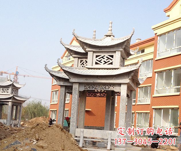 嘉兴小区景观大理石凉亭石雕