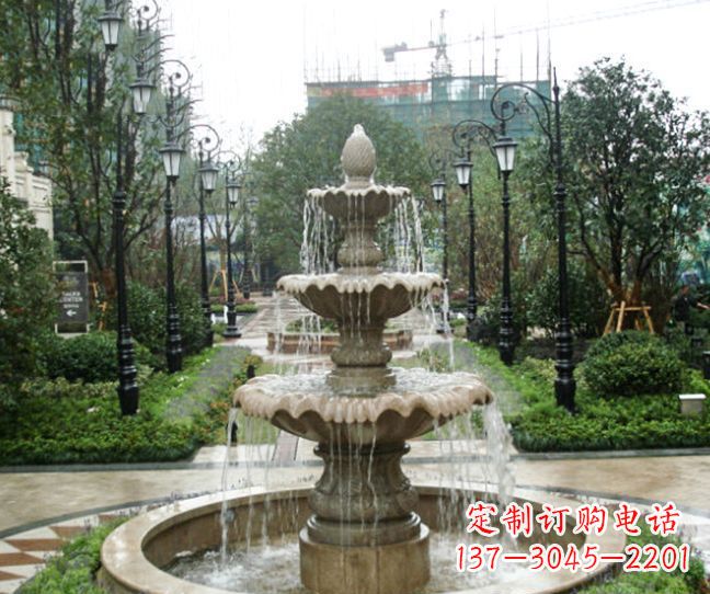 嘉兴小区景观大理石喷泉石雕 (4)