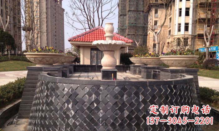 嘉兴小区景观大理石喷泉石雕 (3)