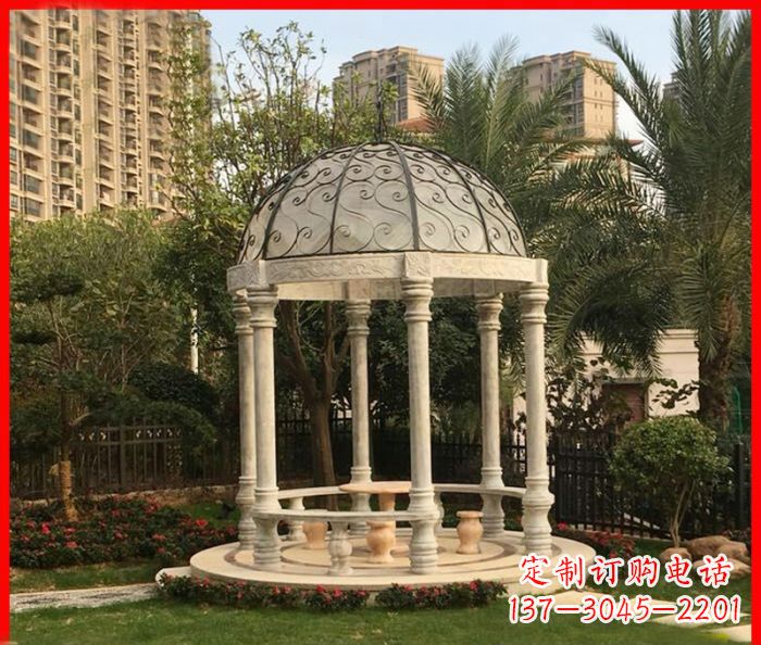 嘉兴小区欧式圆顶凉亭石雕 (2)