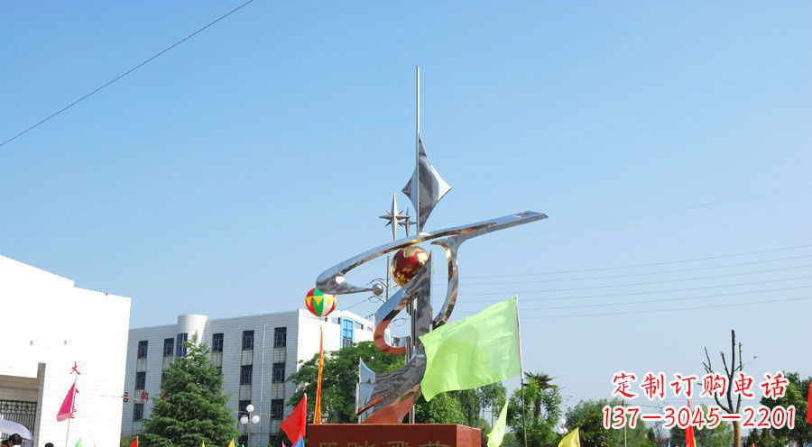 嘉兴校园不锈钢马踏飞燕地球雕塑