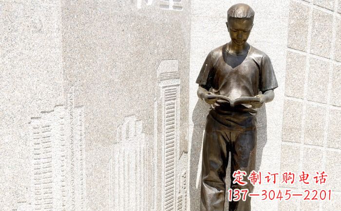 嘉兴校园看书的学生人物铜雕