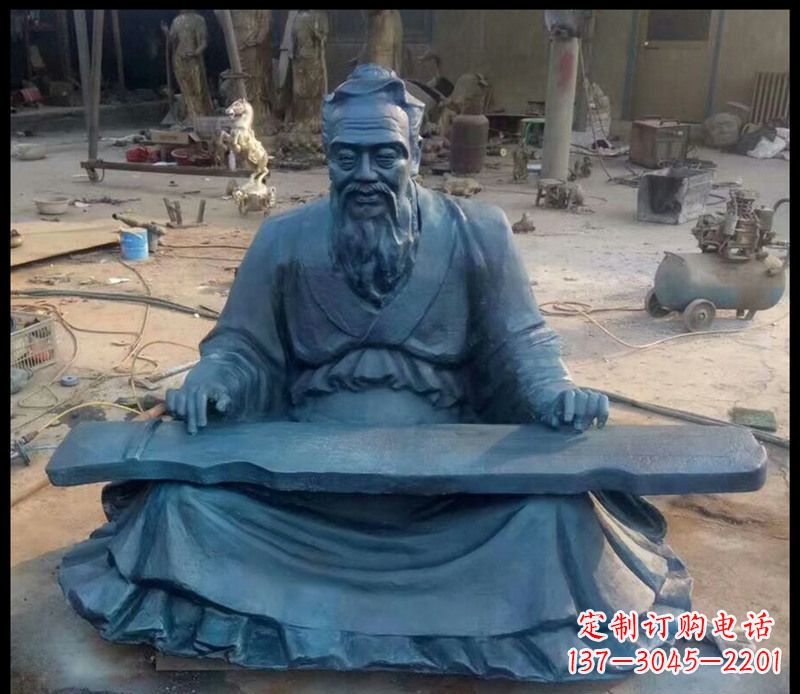 嘉兴校园孔子弹琴铜雕