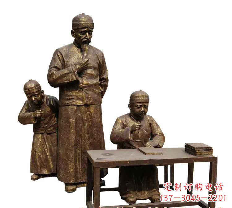 嘉兴学生与老师人物铜雕