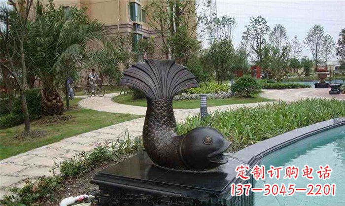 嘉兴鱼式喷泉小区景观铜雕