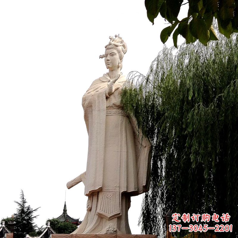 嘉兴虞姬砂岩石雕-景区园林古代人物著名美女雕像