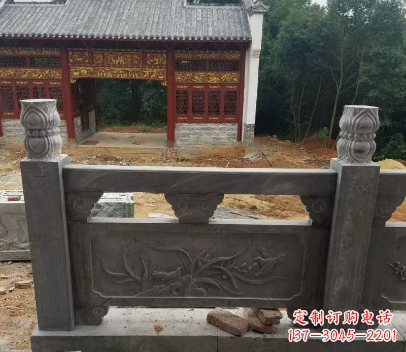 嘉兴园林仿古兰花石浮雕栏板景观石雕
