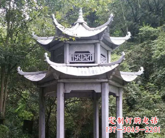 嘉兴园林仿古石凉亭景观石雕 (3)