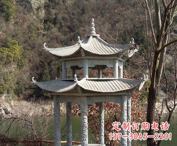 嘉兴园林仿古双层石雕凉亭