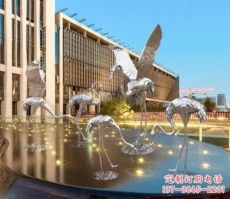 嘉兴园林火烈鸟不锈钢雕塑