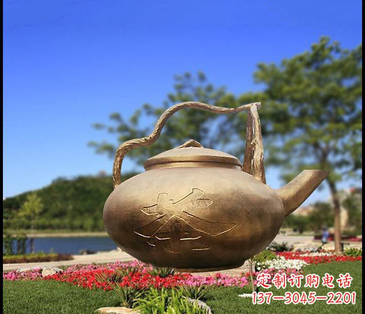 嘉兴园林景观茶壶铜雕