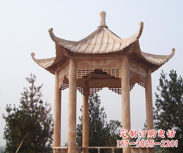 嘉兴园林景观单层石雕凉亭 (3)