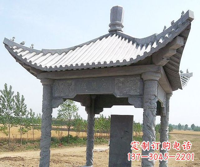嘉兴园林景观单层石雕凉亭 (4)