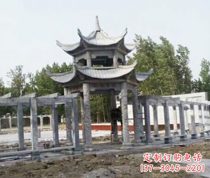 嘉兴园林景观多层凉亭石雕 (2)