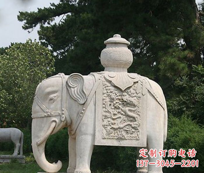 嘉兴园林景观驮宝大象石雕