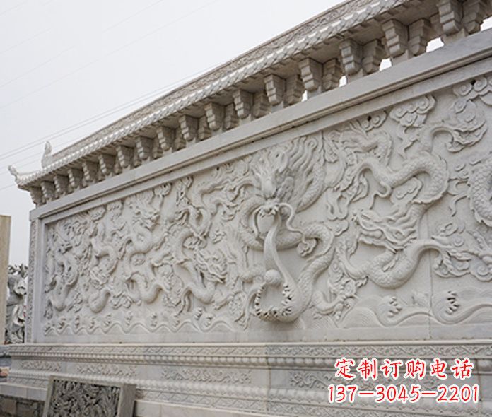 嘉兴园林九龙壁石雕影壁 (5)