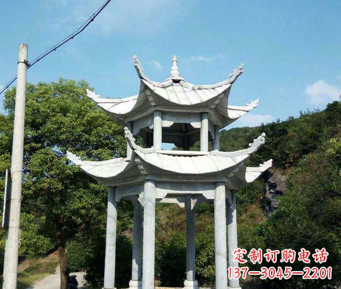 嘉兴园林双层凉亭石雕