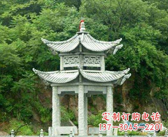 嘉兴园林双层六角石凉亭景观石雕