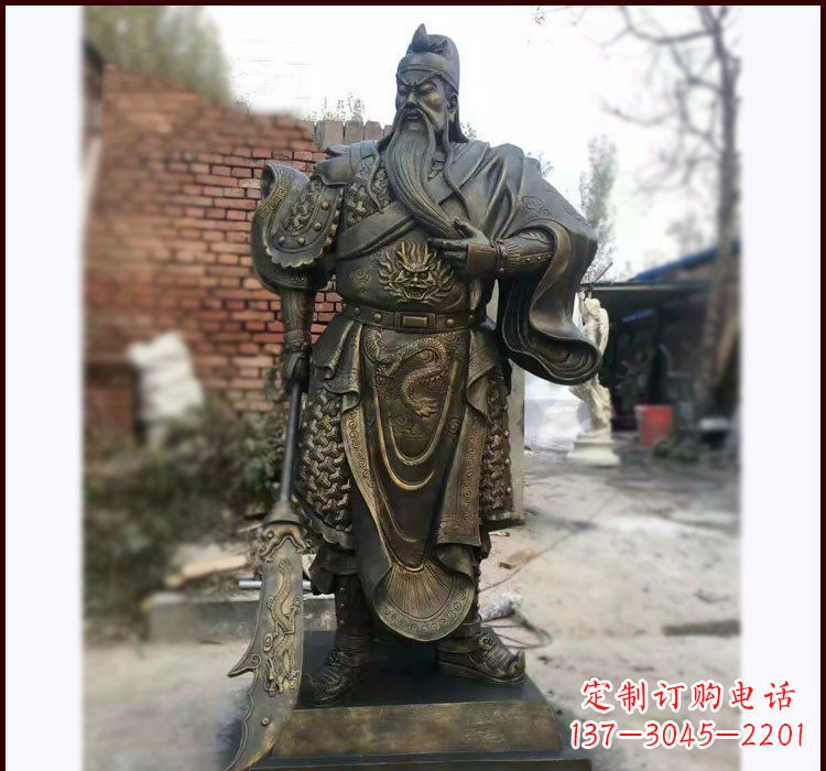 嘉兴铸铜立式关公雕塑