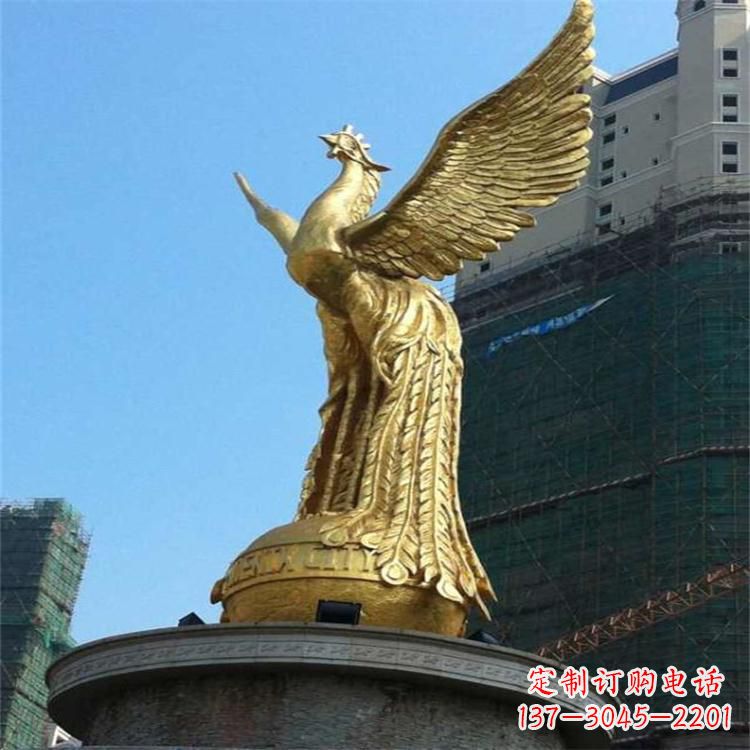 嘉兴铸铜鎏金凤凰景观雕塑-城市园林