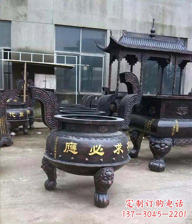 嘉兴铸铜寺庙香炉铜雕