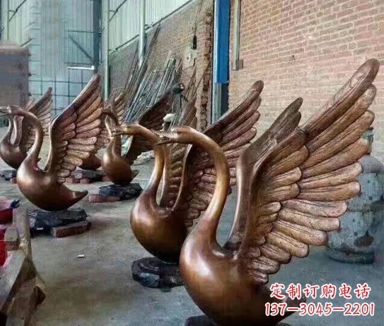 嘉兴铸铜天鹅喷水动物喷泉雕塑