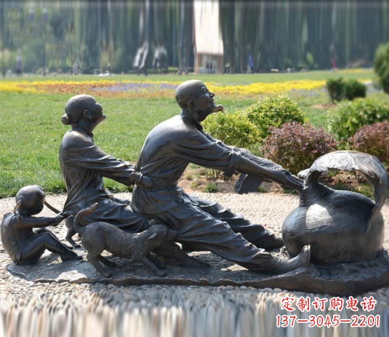 嘉兴祖孙三人拔萝卜铜雕